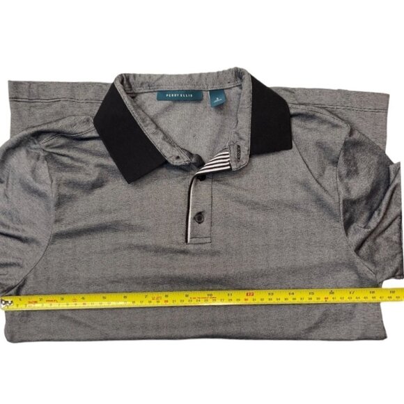 PERRY‎ ELLIS ICON Golf Polo Shirt Small Grey Black Moisture-wicking Breathable - Picture 8 of 10
